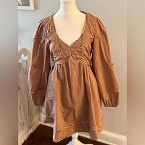 Chic Long Sleeve Dress with Colorful Trim